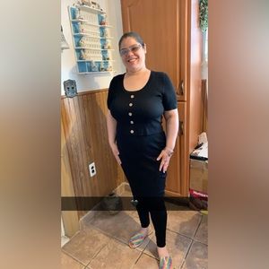 Used Black 2 Piece Shirt & Skirt Set